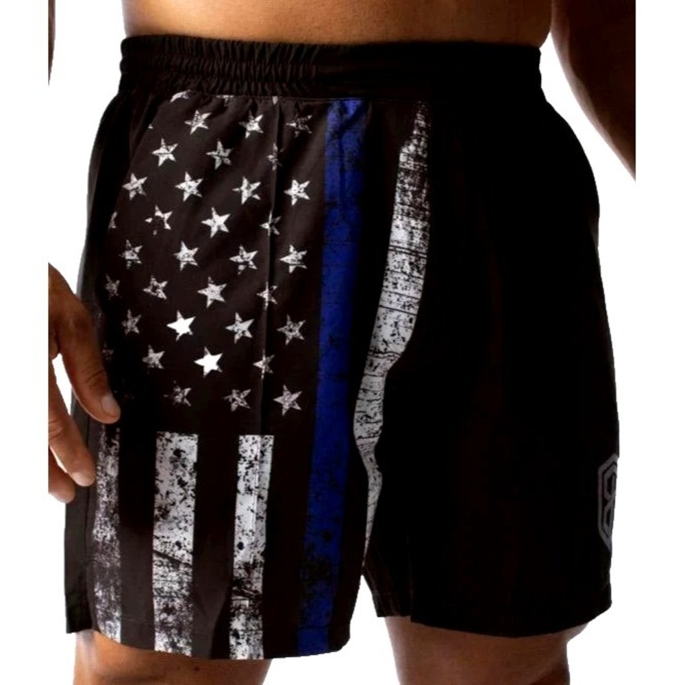 Born Primitive Defender Thin Blue Line Training Shorts Men's S  Black NWT